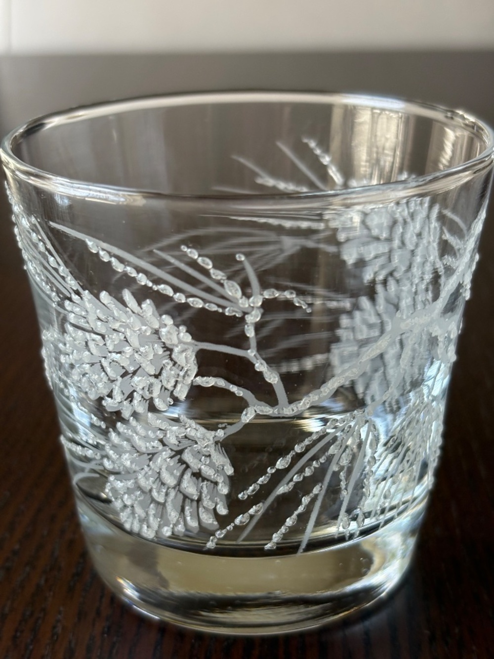 Vintage Libbey Etched Pine Cone , Set of Four Lowball Glasses, Midcentury
